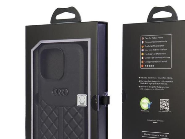 Audi ekte skinn-etui til iPhone 13 Pro / 13 6.1" - svart/sort hardcase AU-TPUPCIP13P-Q8/D1-BK