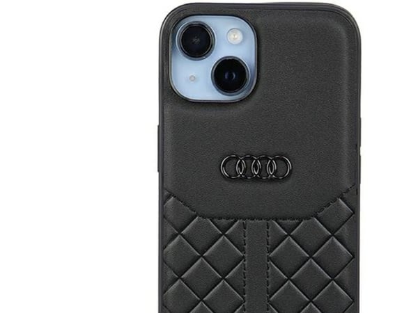 Audi ekte lær iPhone 14 6.1" svart/svart hardcase AU-TPUPPCIP14-Q8/D1-BK