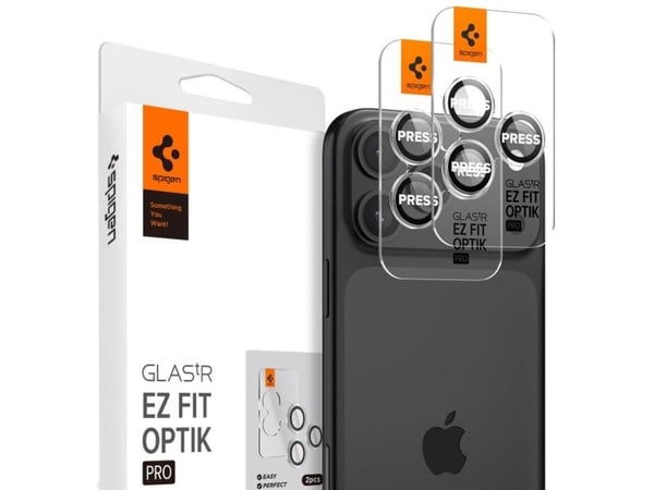 Spigen GLAS.tR EZ Fit Optik Pro, Apple, iPhone 15 Pro / 15 Pro Max / 14 Pro / 14 Pro Max, Naarmuuntumisenkestävä, Läpinäkyvä, 2 kpl