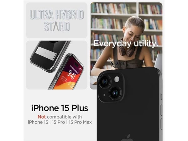 Spigen Ultra Hybrid S MagSafe-etui med stativ for iPhone 15 Plus - Svart