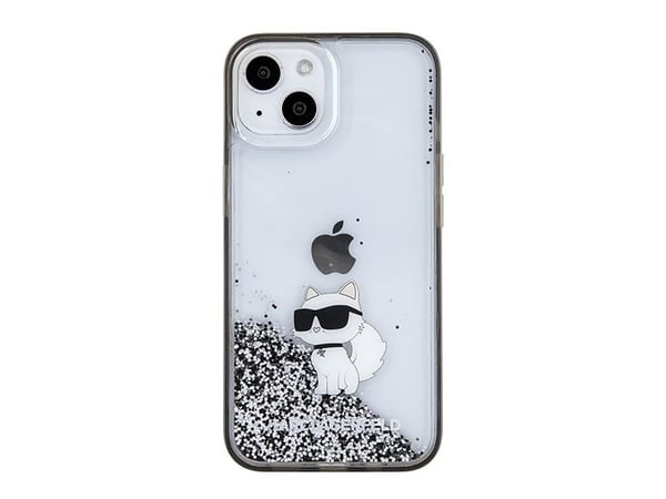 Karl Lagerfeld Liquid Glitter Choupette-etuietui til iPhone 15 - transparent