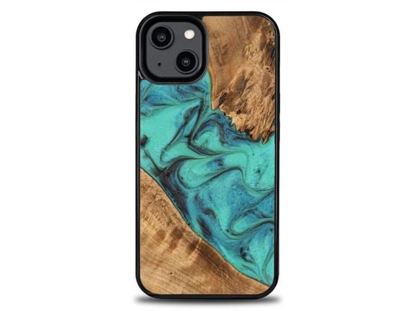 BeWood Etui z drewna i żywicy på iPhone 15 Plus Bewood Unique Turquoise - turkusowo-sort