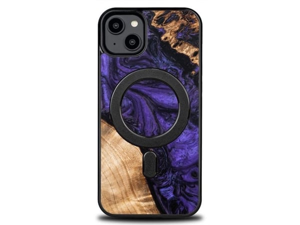 BeWood Tre- og harpiksdeksel til iPhone 15 Plus MagSafe Bewood Unique Violet - lilla-sort