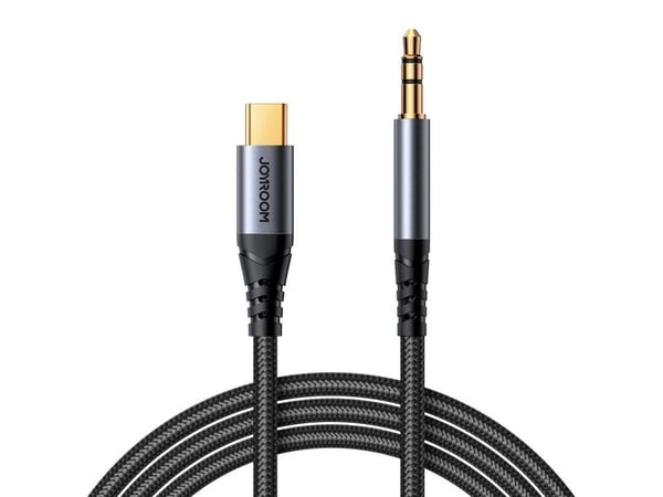 Joyroom stereo audiokaapeli AUX 3,5 mm miniliitin - USB-C puhelimeen 1,2 m musta (SY-A07)