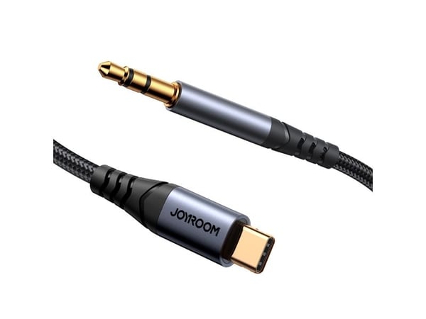 Joyroom stereo audiokaapeli AUX 3,5 mm miniliitin - USB-C puhelimeen 1,2 m musta (SY-A07)