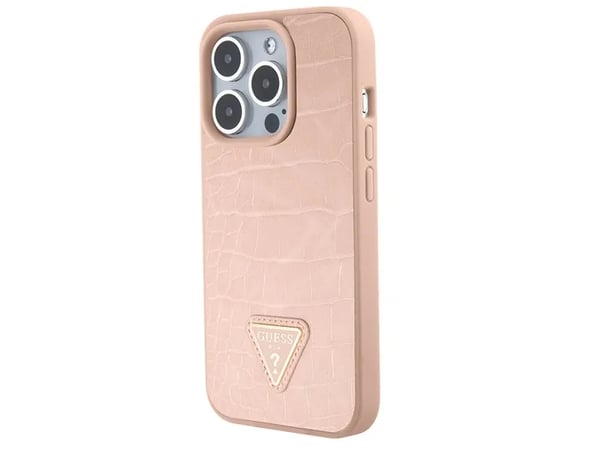 Guess GUHCP15XPCRTHCP iPhone 15 Pro Max hardcase rosa/rosa krokodille trekant metall-logo