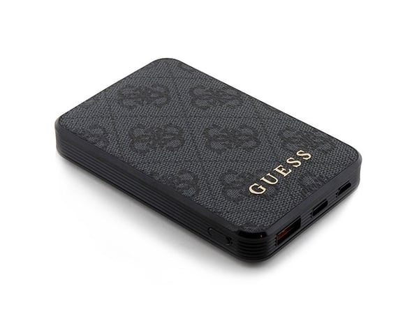 Guess powerbank 15W GUPB5LP4GEGK 5000mAh svart 4G lær/metall-logo
