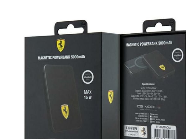Ferrari powerbank Metal Logo MagSafe 15W 5000mAh - svart
