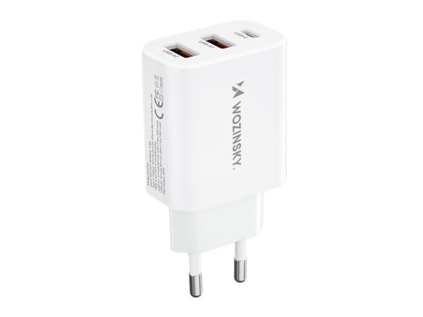 Wozinsky nettlader CWCUCW 30W USB-C / 2x USB-A hvit