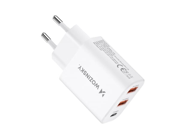 Wozinsky nettlader CWCUCW 30W USB-C / 2x USB-A hvit