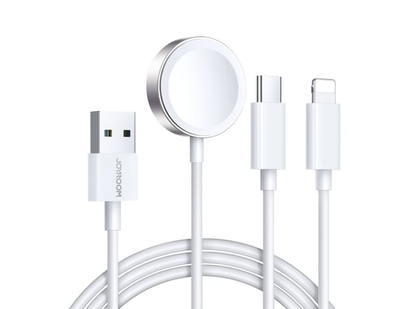 Joyroom USB-kabel Joyroom 3-i-1-kabel S-IW008 USB-A / magnetisk lader, USB-C, Lightning 1,2m hvit