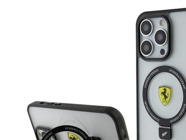 Ferrari FEHMP15LUSCAH iPhone 15 Pro 6,1" transparent hardcase med ringstativ 2023 Collection MagSafe