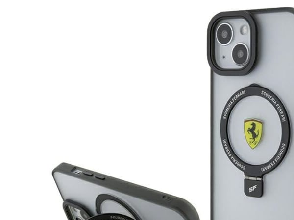 Ferrari FEHMP15SUSCAH iPhone 15 6,1" transparent hardt etui med ringstativ MagSafe (2023)