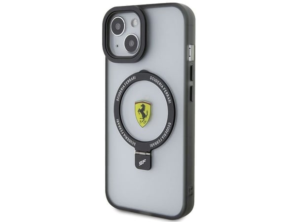 Ferrari FEHMP15SUSCAH iPhone 15 6,1" transparent hardt etui med ringstativ MagSafe (2023)