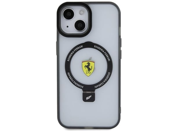 Ferrari FEHMP15SUSCAH iPhone 15 6,1" transparent hardt etui med ringstativ MagSafe (2023)