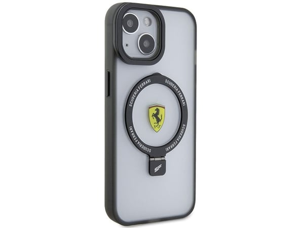 Ferrari FEHMP15SUSCAH iPhone 15 6,1" transparent hardt etui med ringstativ MagSafe (2023)