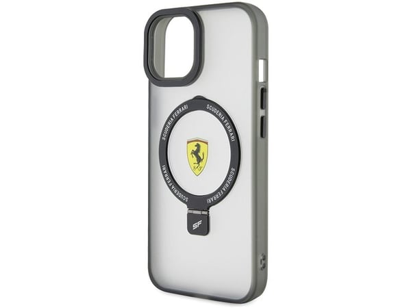 Ferrari FEHMP15SUSCAH iPhone 15 6,1" transparent hardt etui med ringstativ MagSafe (2023)