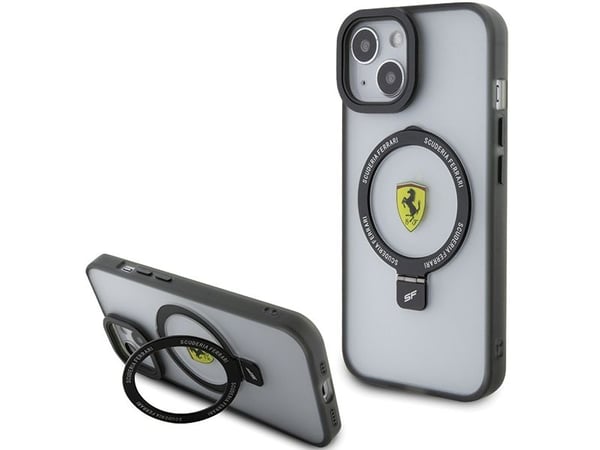Ferrari FEHMP15SUSCAK iPhone 15 6,1" hårt fodral svart/svart med ringstativ 2023 MagSafe