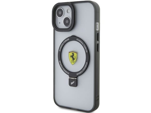 Ferrari FEHMP15SUSCAK iPhone 15 6,1" hårt fodral svart/svart med ringstativ 2023 MagSafe
