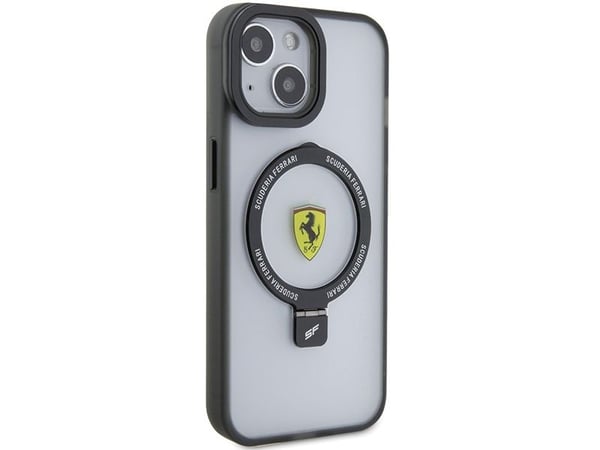 Ferrari FEHMP15SUSCAK iPhone 15 6,1" hårt fodral svart/svart med ringstativ 2023 MagSafe
