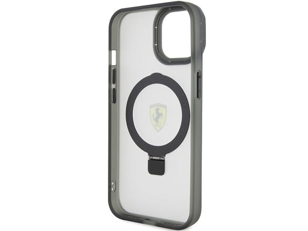 Ferrari FEHMP15SUSCAK iPhone 15 6,1" hardt deksel svart/svart med ringstativ 2023 MagSafe