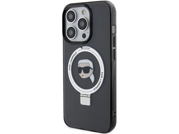 Karl Lagerfeld KLHMP15LHMRSKHK hardcase med ringstativ til iPhone 15 Pro 6.1" - svart/svart - MagSafe