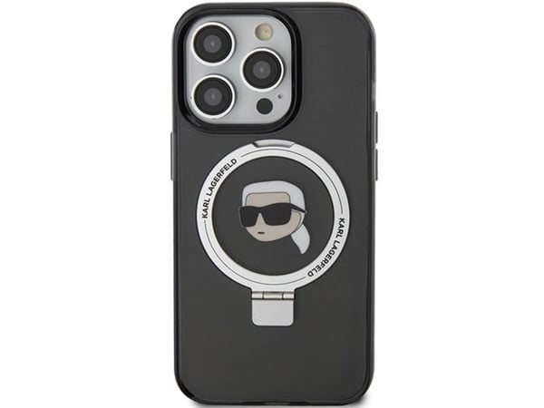 Karl Lagerfeld KLHMP15LHMRSKHK hardcase med ringstativ til iPhone 15 Pro 6.1" - svart/svart - MagSafe