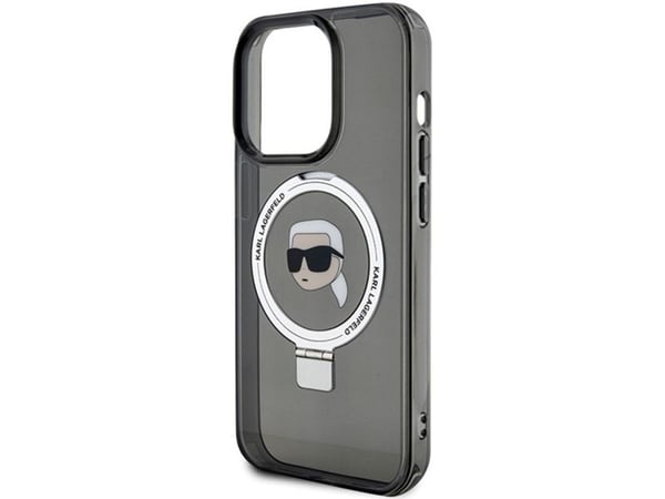 Karl Lagerfeld KLHMP15LHMRSKHK hardcase med ringstativ til iPhone 15 Pro 6.1" - svart/svart - MagSafe