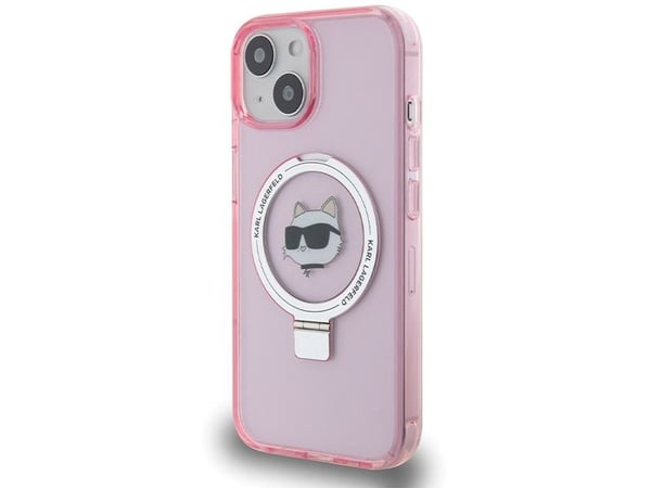 Karl Lagerfeld KLHMP15SHMRSCHP iPhone 15 / 14 / 13 6.1" rosa/rosa hardcase Ringstativ Choupette Head MagSafe