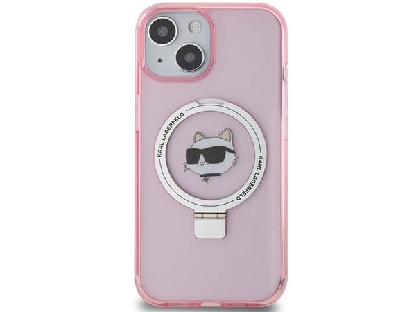 Karl Lagerfeld KLHMP15SHMRSCHP iPhone 15 / 14 / 13 6.1" rosa/rosa hardcase Ringstativ Choupette Head MagSafe