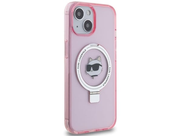 Karl Lagerfeld KLHMP15SHMRSCHP iPhone 15 / 14 / 13 6.1" rosa/rosa hardcase Ringstativ Choupette Head MagSafe