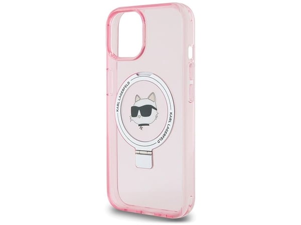 Karl Lagerfeld KLHMP15SHMRSCHP iPhone 15 / 14 / 13 6.1" rosa/rosa hardcase Ringstativ Choupette Head MagSafe