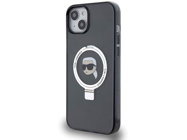 Karl Lagerfeld KLHMP15SHMRSKHHK iPhone 15 6,1" sort/sort hardcase med Ring Stand Karl Head MagSafe