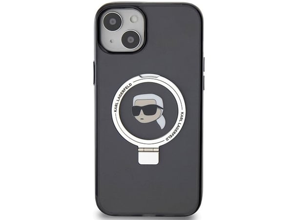 Karl Lagerfeld KLHMP15SHMRSKHHK iPhone 15 6,1" sort/sort hardcase med Ring Stand Karl Head MagSafe