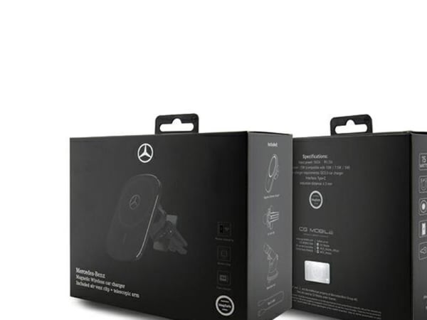 Mercedes Silver Star MagSafe – magnetisk bilholder med trådløs lading 15W (svart)