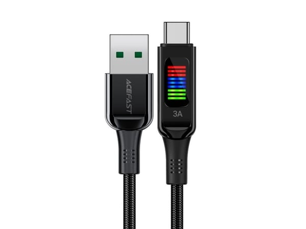 Acefast USB-A til USB-C-kabel 60W med skjerm 1,2 m svart