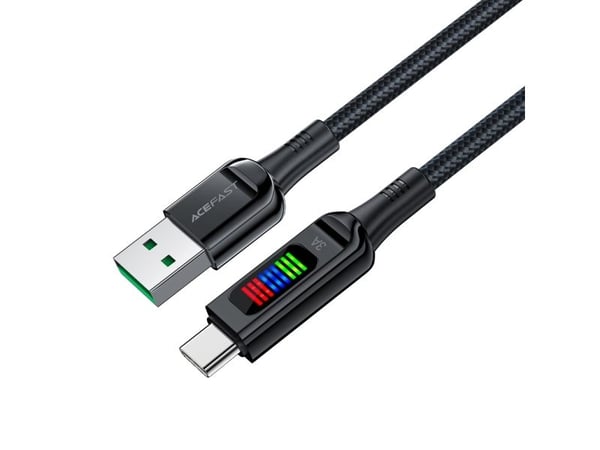 Acefast USB-A til USB-C-kabel 60W med skjerm 1,2 m svart