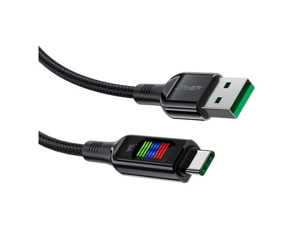 Acefast USB-A til USB-C-kabel 60W med skjerm 1,2 m svart