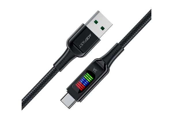 Acefast USB-A til USB-C-kabel 60W med skjerm 1,2 m svart