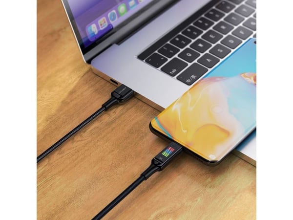 Acefast USB-A til USB-C-kabel 60W med skjerm 1,2 m svart
