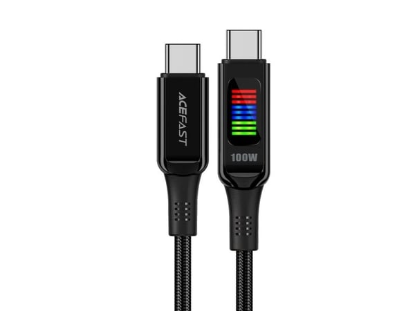 Acefast C7-03 USB-C USB-C 100W 1.2m kaapeli näytöllä - musta