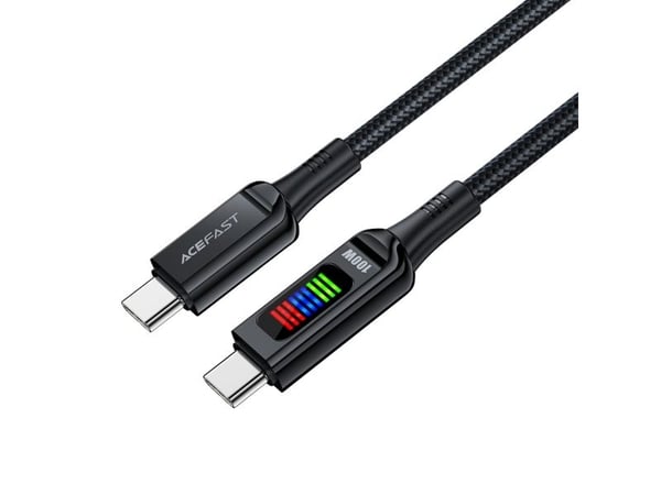 Acefast C7-03 USB-C USB-C 100W 1.2m kaapeli näytöllä - musta