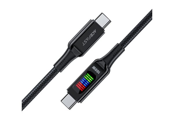 Acefast C7-03 USB-C USB-C 100W 1.2m kaapeli näytöllä - musta