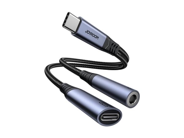 Joyroom SY-C02 Type-C til 3,5 mm + Type-C lydadapter (svart)