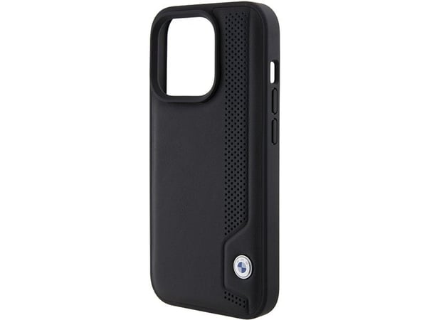 BMW BMHCP15X22RBDK Apple iPhone 15 Pro Max 6,1" telefondeksel svart skinn blå prikker