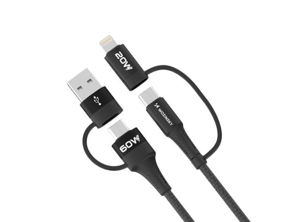 USB-kabel Wozinsky USB-A til 2x USB-C + Lightning 1 m svart (5907769308819)