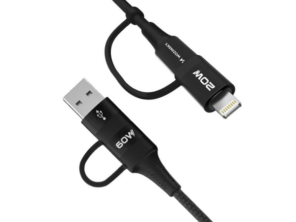 USB-kabel Wozinsky USB-A til 2x USB-C + Lightning 1 m svart (5907769308819)