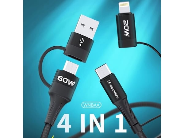 USB-kabel Wozinsky USB-A til 2x USB-C + Lightning 1 m svart (5907769308819)