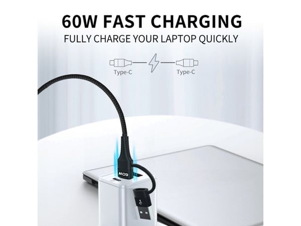 USB-kabel Wozinsky USB-A til 2x USB-C + Lightning 1 m svart (5907769308819)
