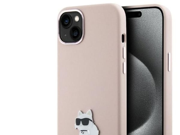 Karl Lagerfeld KLHCP15MSMHCNPP iPhone 15 Plus / 14 Plus 6,7" rosa/rosa silikonchoupette metallnål